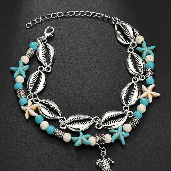 Sexy Tortoise Charm Shell Decor Layered Anklet - Picture 2 of 2